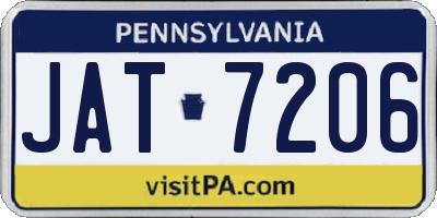 PA license plate JAT7206