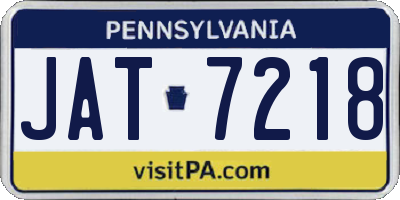 PA license plate JAT7218