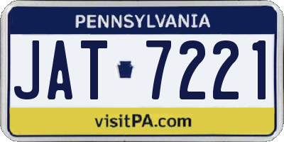 PA license plate JAT7221