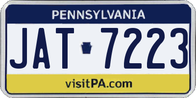 PA license plate JAT7223