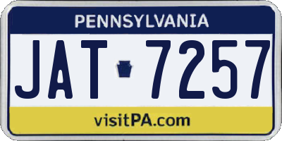 PA license plate JAT7257