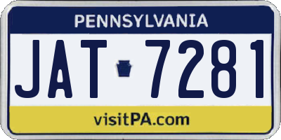 PA license plate JAT7281