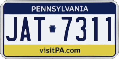 PA license plate JAT7311