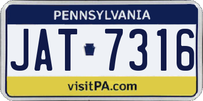 PA license plate JAT7316