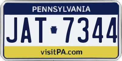 PA license plate JAT7344