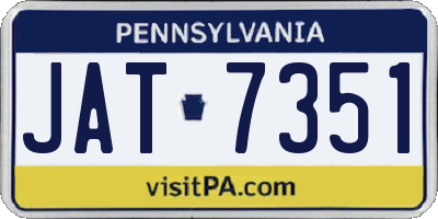 PA license plate JAT7351