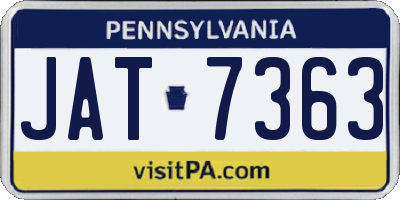 PA license plate JAT7363