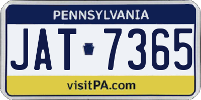 PA license plate JAT7365