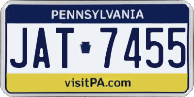 PA license plate JAT7455