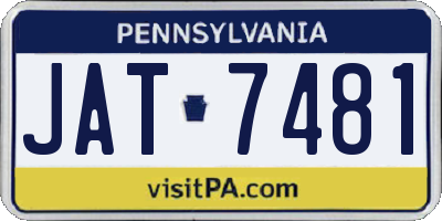 PA license plate JAT7481