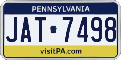 PA license plate JAT7498