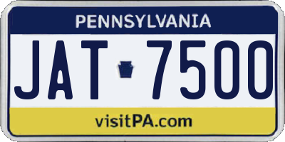 PA license plate JAT7500