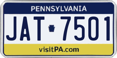 PA license plate JAT7501