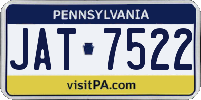 PA license plate JAT7522
