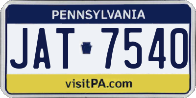 PA license plate JAT7540