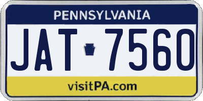 PA license plate JAT7560