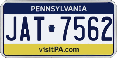 PA license plate JAT7562