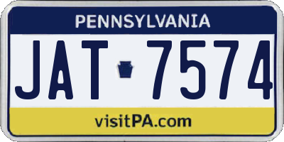 PA license plate JAT7574