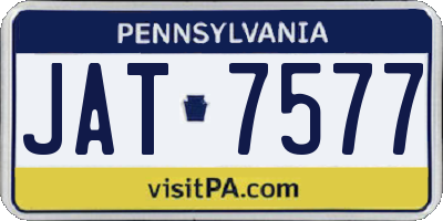PA license plate JAT7577