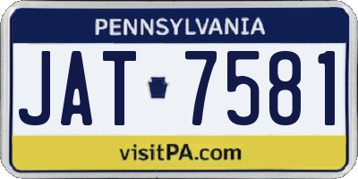 PA license plate JAT7581