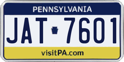PA license plate JAT7601