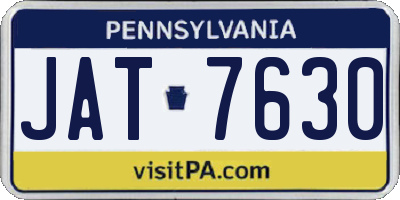 PA license plate JAT7630