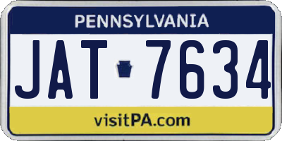 PA license plate JAT7634