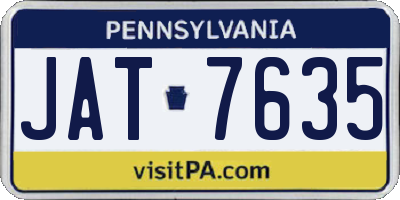 PA license plate JAT7635