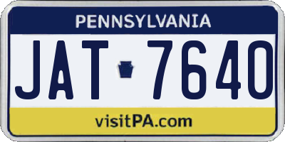 PA license plate JAT7640