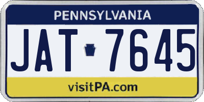PA license plate JAT7645