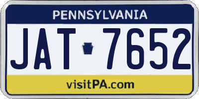 PA license plate JAT7652