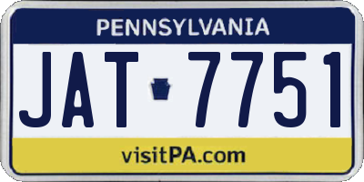 PA license plate JAT7751