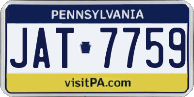 PA license plate JAT7759
