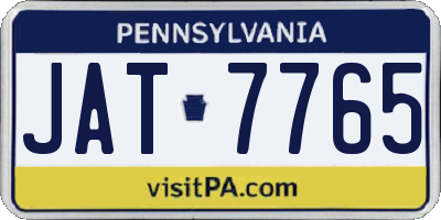 PA license plate JAT7765