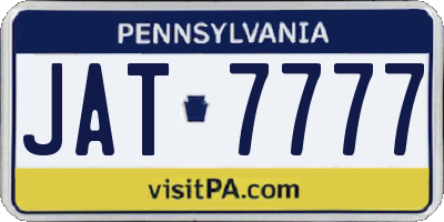 PA license plate JAT7777