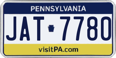 PA license plate JAT7780