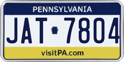 PA license plate JAT7804