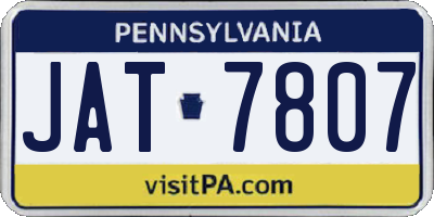 PA license plate JAT7807