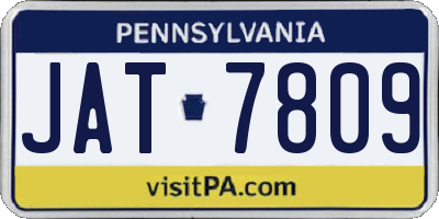 PA license plate JAT7809