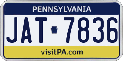PA license plate JAT7836