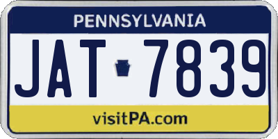 PA license plate JAT7839