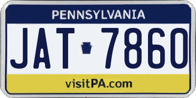 PA license plate JAT7860