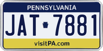 PA license plate JAT7881