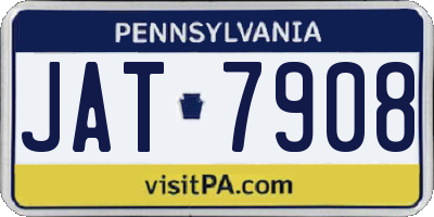 PA license plate JAT7908