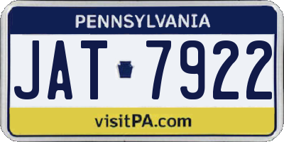 PA license plate JAT7922