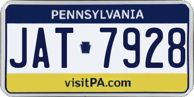 PA license plate JAT7928