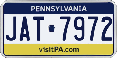 PA license plate JAT7972
