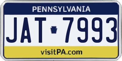 PA license plate JAT7993