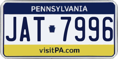 PA license plate JAT7996