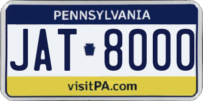 PA license plate JAT8000